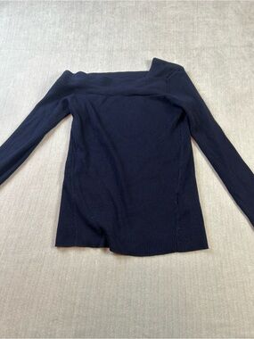Donna Karan Navy Ribbed Knit Top